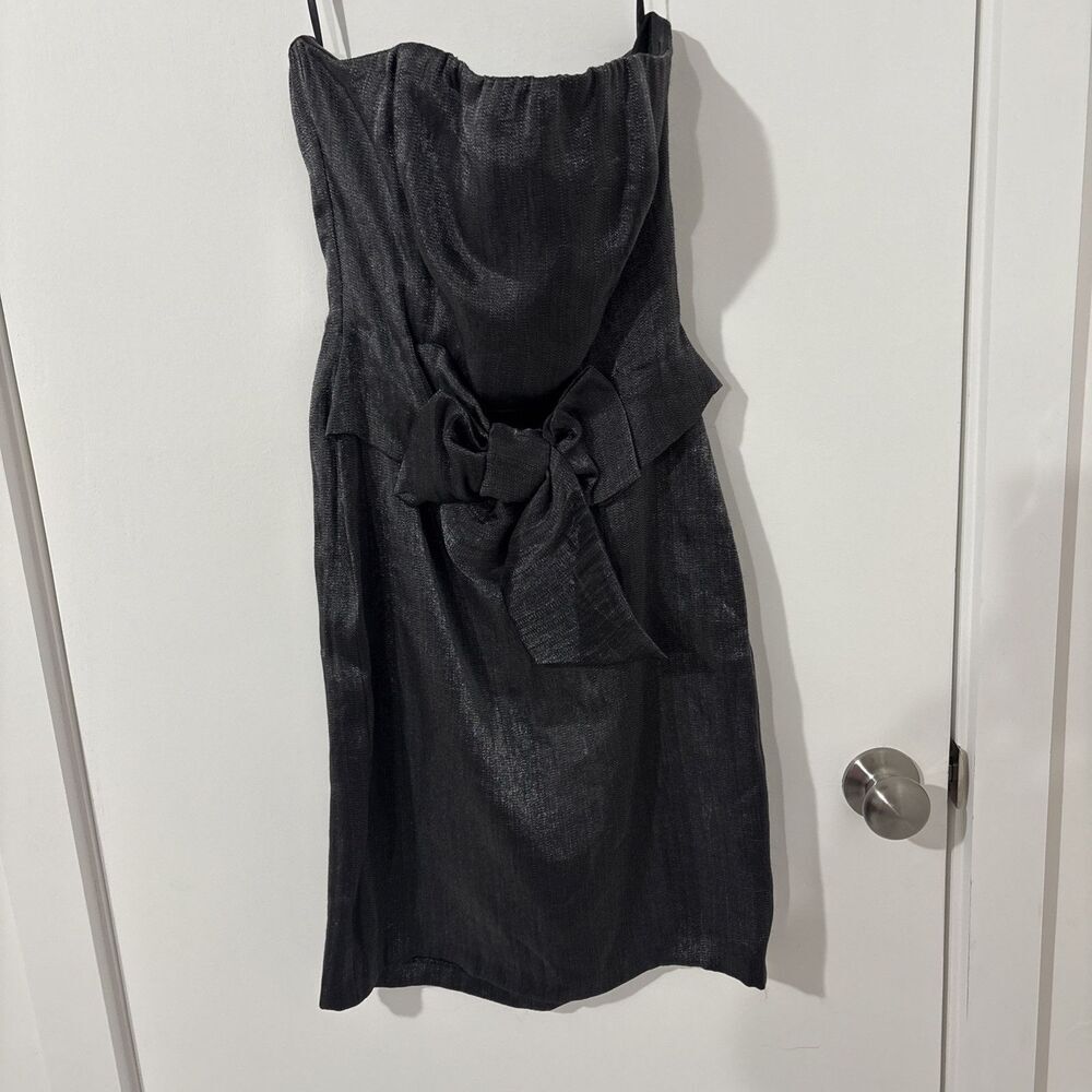 The Limited Dress Size 2 Strapless Silver‎ Metallic Lined Bow Detail New Tag